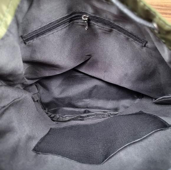 Nylon Army Green Bucket Crossbody Bag, 2 Straps Included, 10×12×5, NWOT - Picture 8 of 10